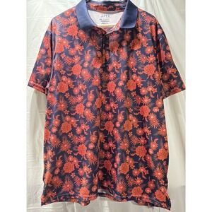 Apt 9 Premier Flex Performance Untucked Shirt Men 1/4 Button Floral Polyester